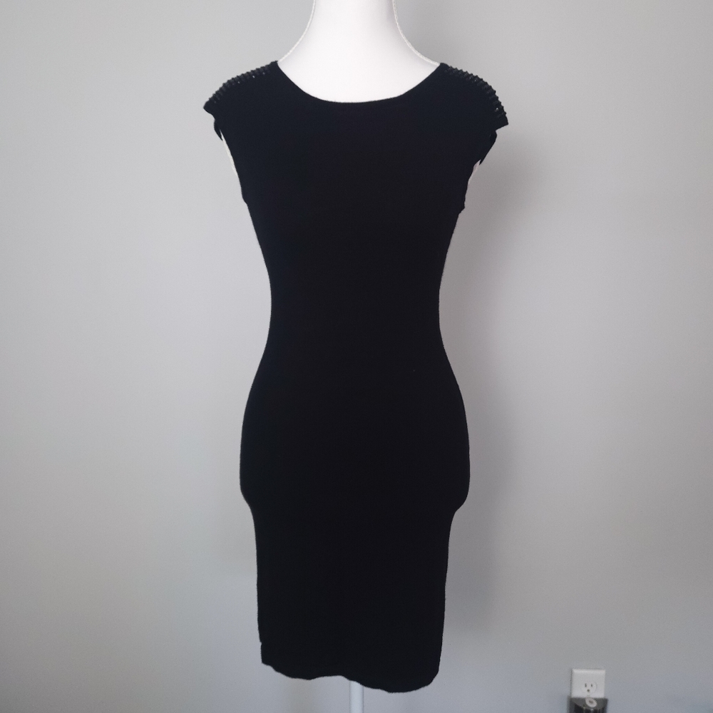 Express XS Black Embellished Bodycon Dress Crystal Stud Detail - Extra Small